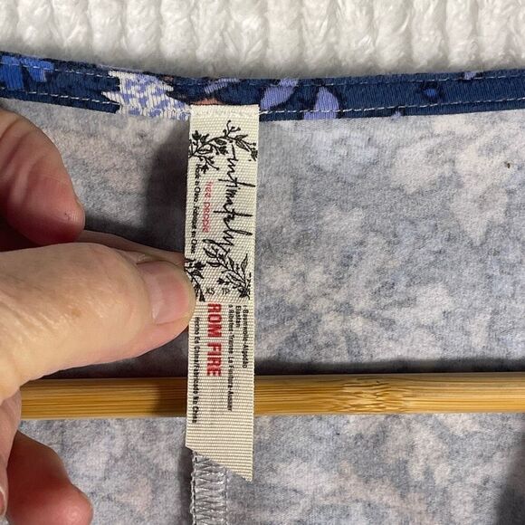 Free People Intimately Blue No Where To Be Floral Long Sleeve Bodysuit Size XS - Picture 3 of 7